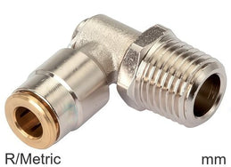 Codo Conector Push-In Latón R/Roscas-Métricas Macho Alta-Presión Giratorio