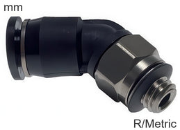 Codo Conector Push-In Latón Y Plástico R/Roscas Métricas Macho 45 Grados