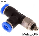 Imagen destacada de la colección - Conectores En T Push-In Rosca Macho De Latón Y Plástico En Forma De L (3-6mm)