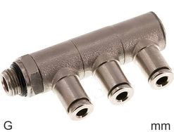3-Vías Distribuidor Conector Push-In Latón Roscas G Macho