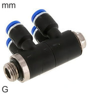 Distribuidor 4-Vías Conector Push-In Latón Y Plástico Roscas G Macho
