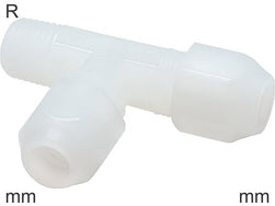 Conectores En T De Compresión Plástico PVDF Roscas R Macho Líquidos Y Alimentos