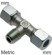 Anillo Cortante Conectores En T Acero / Acero Inoxidable Roscas Métricas Macho En Forma De T