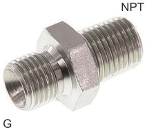 Niple Doble Acero Roscas-G/NPT Con Cono Para Manguera De 60 Grados PN800
