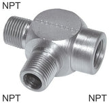 Imagen destacada de la colección - Conectores En T Acero / Acero Inoxidable Roscas NPT Macho/Hembra En L PN275