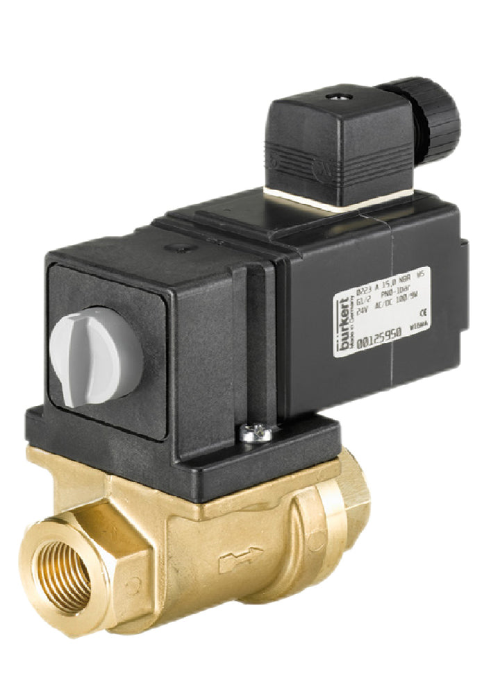 Válvula solenoide G3/8'' NC Latón FKM 0-3bar/44psi 230VAC No apto para vacío 0131 44502