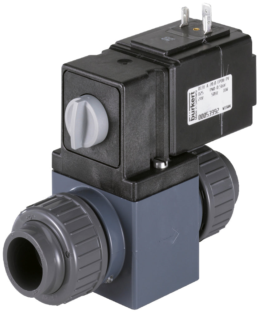 Válvula Solenoide 25mm Manguitos Pegados NC Plástico EPDM 0-0.5bar/7psi 230VAC 0131 51257