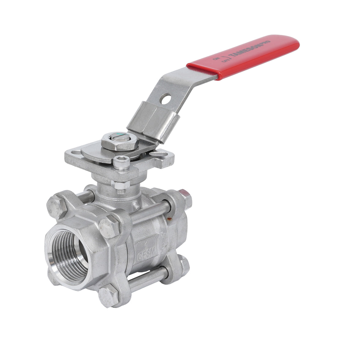 Rp 2-1/2'' 3-Piece 2-Way Stainless Steel Ball Valve 69 bar RTFE ISO-Top F07/F10 - TamesonPRO 1121-212