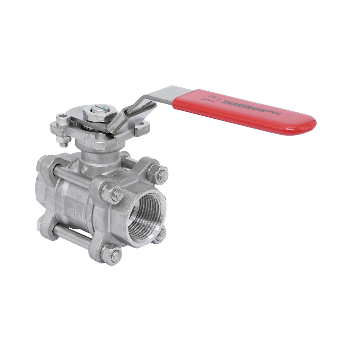 Rp 2'' 3-Piece 2-Way Stainless Steel Ball Valve 69 bar RTFE ISO-Top F05/F07 - TamesonPRO 1121-200