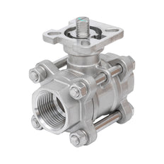 Rp 1-1/2'' 3-Piece 2-Way Stainless Steel Ball Valve 69 bar RTFE ISO-Top F05/F07 - TamesonPRO 1121-112