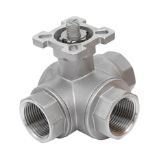 Rp 1-1/2'' 3-Way L-Port Stainless Steel Ball Valve 69 bar RTFE ISO-Top F07 - TamesonPRO 1125-112-L