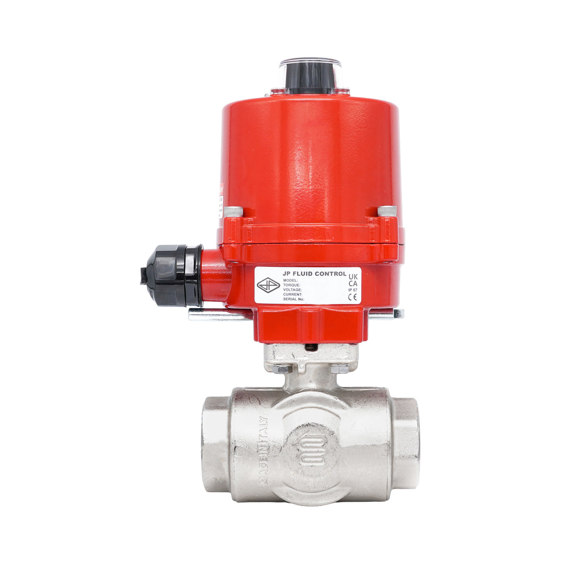 Válvula de bola eléctrica 3 vías con perforación en L de latón Rp 1/4" 24 V AC/DC