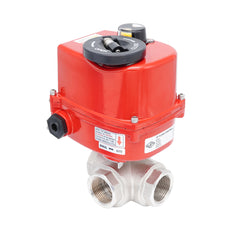 Válvula de bola eléctrica modulante 3 vías con perforación en L de latón Rp 3/8" 24 V AC/DC