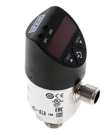 0 a 100bar Acero inoxidable Presostato electrónico Wika G1/4'' 1VDC Conector M12 de 4 pines IO-Link