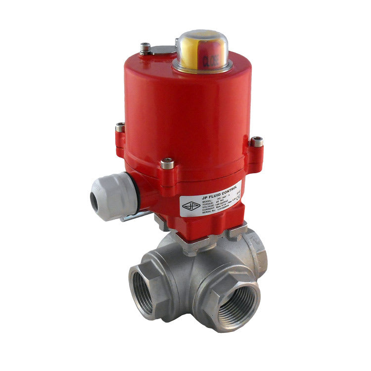 Válvula de Bola Electrica de 3 vías en L G1/2'' Acero Inoxidable 24V AC