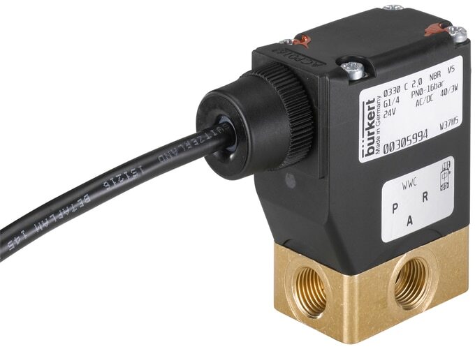 Solenoid Valve 3/2-Way NPT 1/4'' NC Brass FKM 0-12bar/174psi 24VAC/DC ATEX 0330 389057