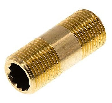 G 1 1/4'' Brass Double Pipe Nipple 16 Bar DIN 2982 - 180mm