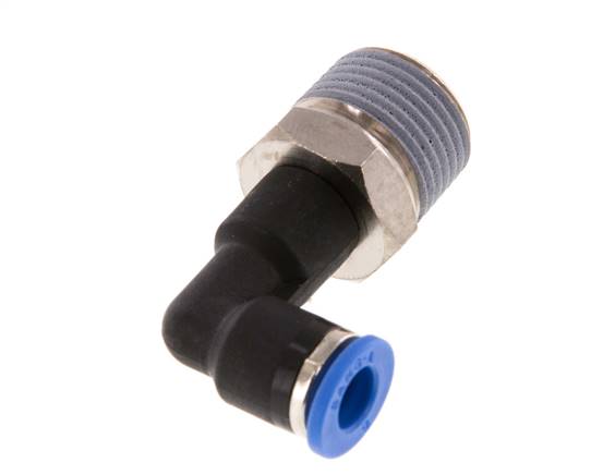 6mm x R3/8'' 90deg Elbow Push-in Fitting with Male Threads Brass/PA 66 NBR Long Body Rotatable [2 Pieces]
