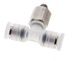 4mm x M 5 Inline Tee Push-in Fitting with Male Threads PA/Stainless Steel EPDM FDA Rotatable