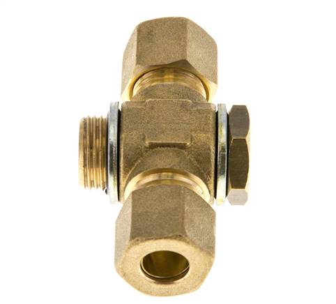 10mm & G3/8'' Brass T-Shape Tee Compression Fitting with Male Threads 95 bar Zinc plated Steel, with NBR insert DIN EN 1254-2