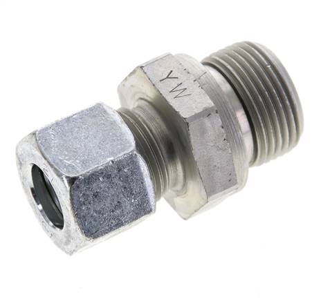 12L & M22x1.5 Zink plated Steel Straight Cutting Fitting with Male Threads 315 bar NBR ISO 8434-1