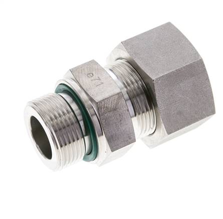 25S & M33x2 Stainless Steel Straight Compression Fitting with Male Threads 250 bar FKM ISO 8434-1