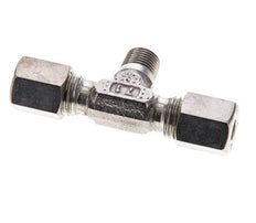 6L & M10x1 (con) Stainless Steel T-Shape Tee Compression Fitting with Male Threads 315 bar ISO 8434-1