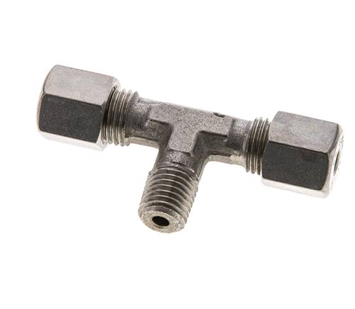 6S & M12x1.5 (con) Stainless Steel T-Shape Tee Compression Fitting with Male Threads 500 bar ISO 8434-1