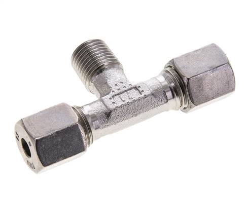 6S & R1/4'' Stainless Steel T-Shape Tee Cutting Fitting with Male Threads 630 bar ISO 8434-1
