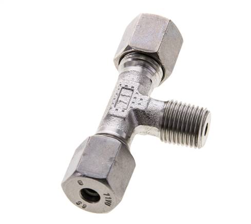 6S & R1/4'' Stainless Steel T-Shape Tee Cutting Fitting with Male Threads 630 bar ISO 8434-1