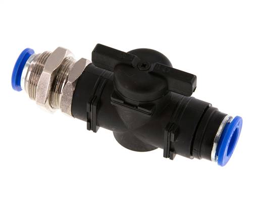 2-Way Straight Ball Valve 12 mm Plastic/Brass Bulkhead