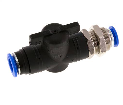 2-Way Straight Ball Valve 12 mm Plastic/Brass Bulkhead