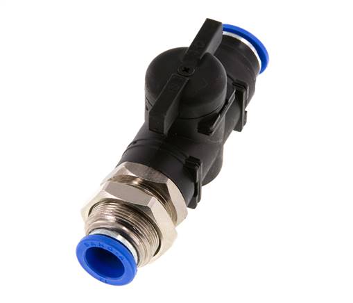 2-Way Straight Ball Valve 12 mm Plastic/Brass Bulkhead