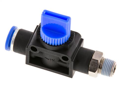 3/2-Way Shut-Off Hand Valve 8 mm - R1/8'' Plastic/Brass Tube-side venting