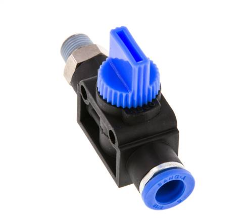 3/2-Way Shut-Off Hand Valve 8 mm - R1/8'' Plastic/Brass Tube-side venting