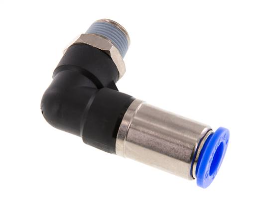 Push-In Fitting 12mm & R3/8'' Male Auto Shut-Off Elbow Brass/PBT 0-10bar (0-145psi)