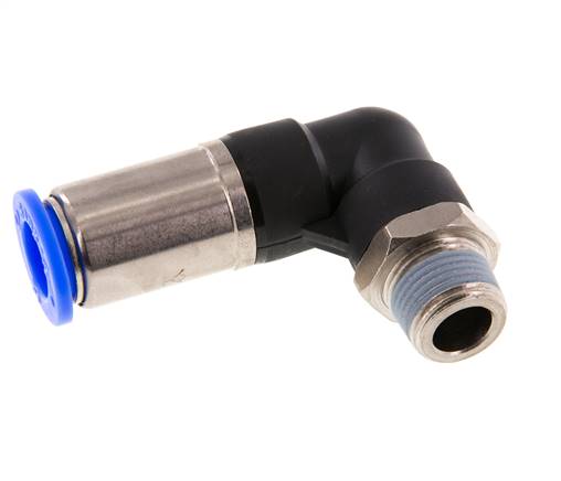 Push-In Fitting 12mm & R3/8'' Male Auto Shut-Off Elbow Brass/PBT 0-10bar (0-145psi)