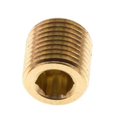 M8x0.75 Brass Closing plug with Inner Hex without collar 16 Bar [5 Pieces]