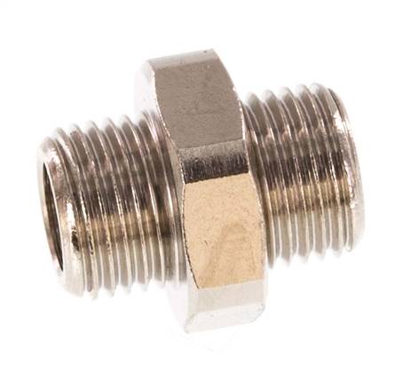 G 1/8'' Nickel plated Brass Double Nipple 16 Bar [5 Pieces]