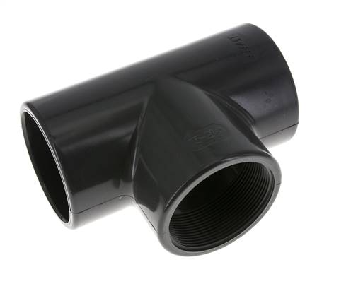 PVC Tee Fitting Female Socket 75mm x Female Rp2-1/2''