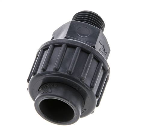 PVC Union Fitting Female Socket 16mm x Male R 3/8'' EPDM