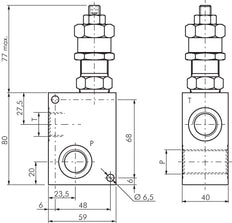 Válvula de alivio de presión hidráulica en línea G3/4'' 5-50bar 80l/min