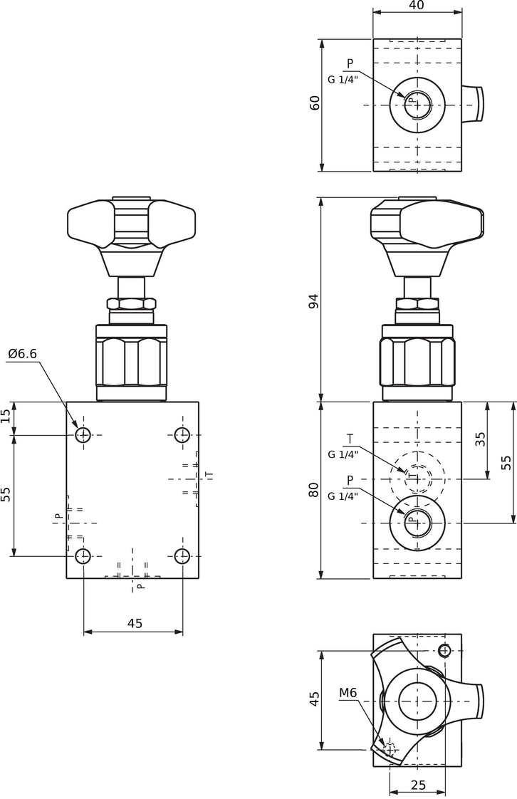 Válvula de alivio de presión hidráulica en línea G1/4'' 1-50bar 50l/min - Rexroth