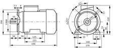 Motor trifásico 2,2kW 2 polos IEC 90 B35 fijación por pies y brida 400/690V