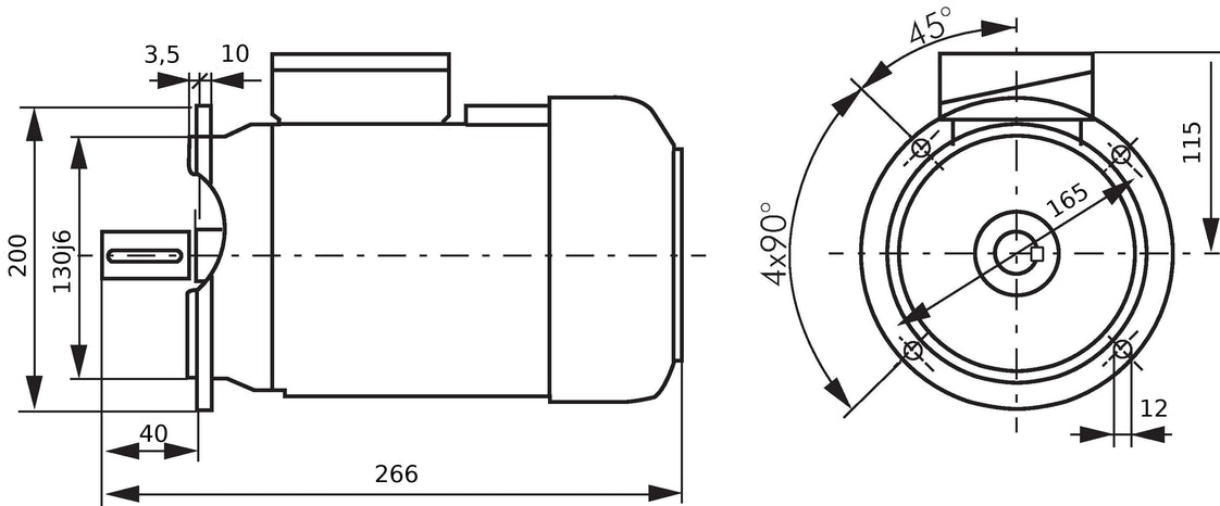 Motor trifásico 0,55kW 4 polos IEC 80 B5 fijación por brida 230/400V