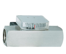 Caudalímetro e interruptor de caudal de área variable para aceite 0.1-0.8 l/min G1'' de acero inoxidable