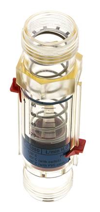 Caudalímetro de área variable G1'' de plástico para agua 10-80 l/min