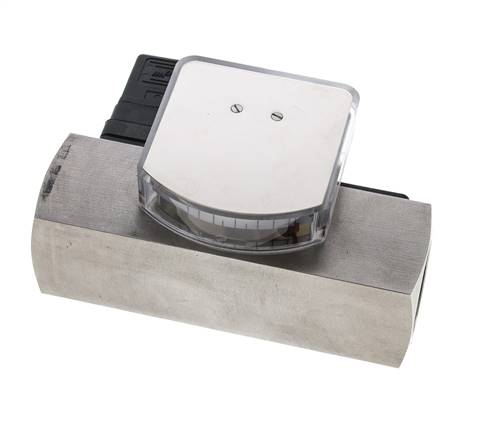 Caudalímetro e interruptor de caudal de área variable para aceite 3-10 l/min G1'' de acero inoxidable