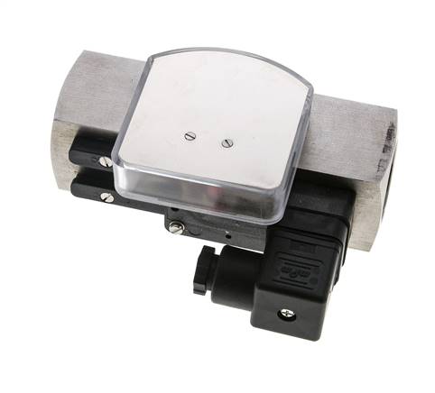 Caudalímetro e interruptor de caudal de área variable para aceite 3-10 l/min G1'' de acero inoxidable