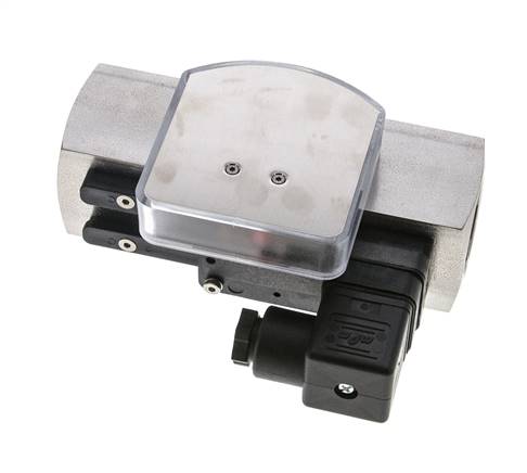 Caudalímetro e interruptor de caudal de área variable para aceite 5-15 l/min G1'' de acero inoxidable
